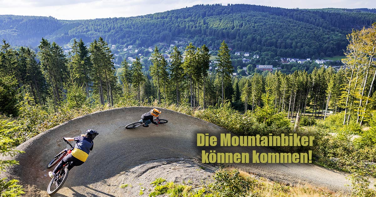 Die Mountainbiker koennen kommen